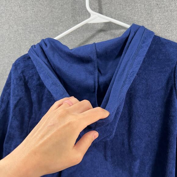 Belle Beach by Kim Gravel Poolside Terry Zip Front Hoodie Nautical Navy Small - Picture 11 of 11